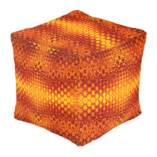 Boho burnt orange cubed ottoman pouf.