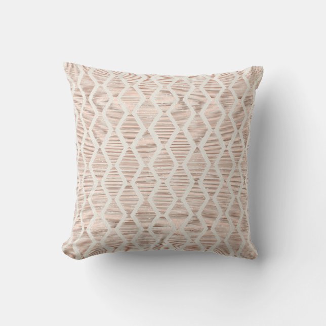 Boho Burnt Orange Diamond Geometric  Throw Pillow (Front)