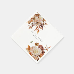 Boho Burnt Orange Fall Engagement Party Napkins