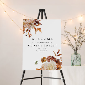 Boho Burnt Orange Fall Engagement Party Welcome Foam Board