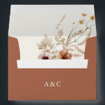 Boho Burnt Orange Fall Wildflower Wedding Envelope<br><div class="desc">Add a beautiful finishing touch to your wedding mailings with this elegant burnt orange monogrammed envelope,  featuring watercolor wildflowers in warm fall colors.</div>