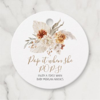 Boho Burnt Orange Floral Bouquet Baby Shower Favor Tags by figtreedesign at Zazzle