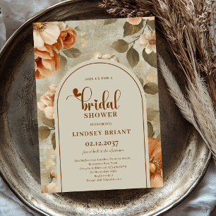 Boho Burnt Orange Floral Bridal Shower Invitation