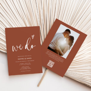 Boho Burnt Orange Modern Minimalist We Do Wedding Invitation