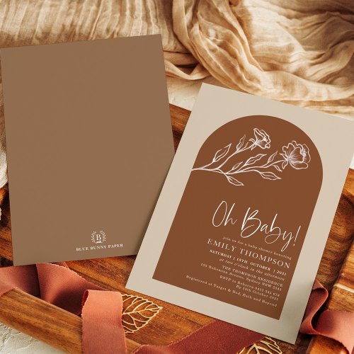 Boho Burnt Orange Terracotta Arch Baby Shower Invitation