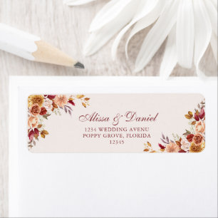 Boho Burnt Orange Terracotta Floral Address Label