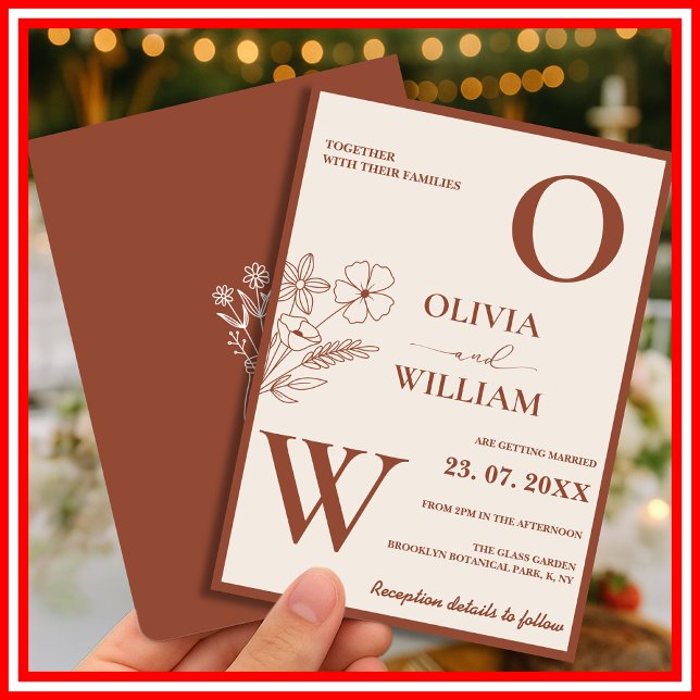 Boho Burnt Orange Terracotta Rustic Wedding  Invitation (Creator Uploaded)