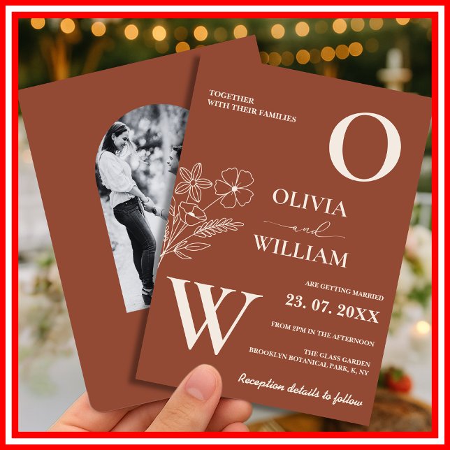 Boho Burnt Orange Terracotta Rustic Wedding  Invitation (Creator Uploaded)