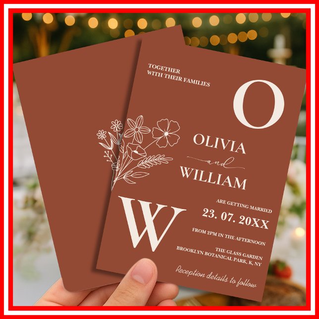 Boho Burnt Orange Terracotta Rustic Wedding  Invitation (Creator Uploaded)