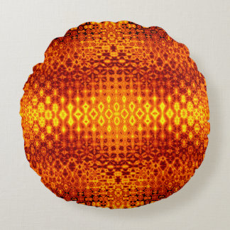 Boho burnt orange throw round pillows. round pillow
