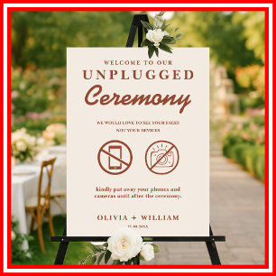 Boho Burnt Orange Unplugged Wedding Sign