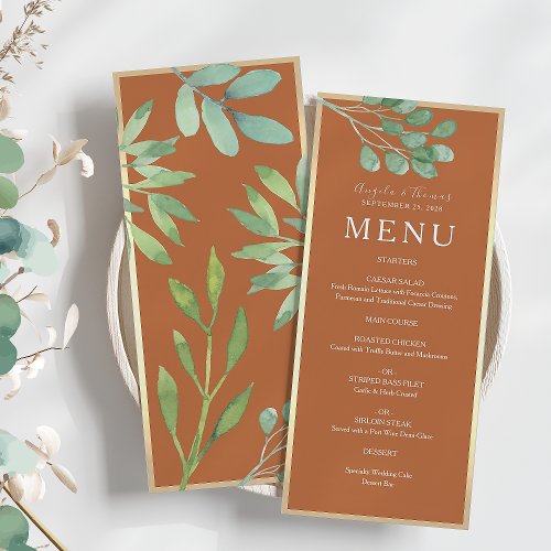 Boho Burnt Orange Wedding Menu