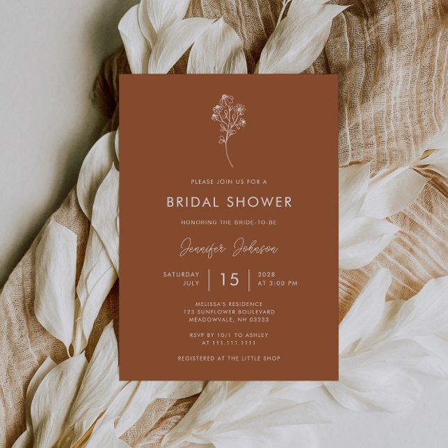 Boho Burnt Orange Wildflower Bridal Shower Invitation (Creator Uploaded)