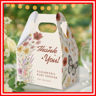 Boho Burnt Orange Wildflower Butterfly Favor Boxes