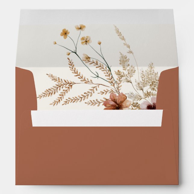 Boho Burnt Orange Wildflower Envelope (Back (Bottom))