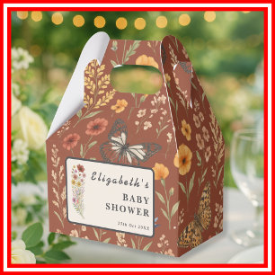 Boho Burnt Orange Wildflower Favor Boxes