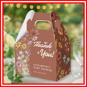 Boho Burnt Orange Wildflower Favor Boxes