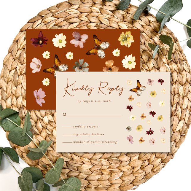 Boho Burnt Orange Wildflower RSVP Card (Creator Uploaded)