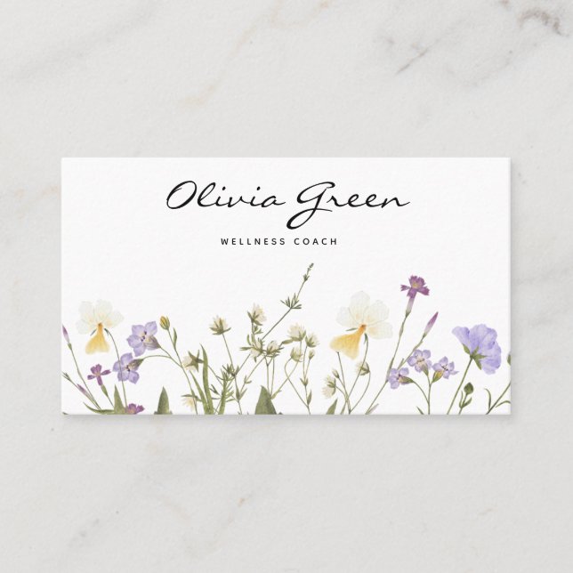 Boho Business Card, Watercolor Floral Feminine  Business Card (Front)