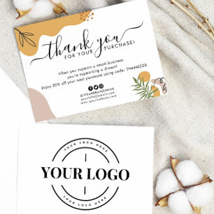 Boho Business Company Logo Thank You Purchase Card