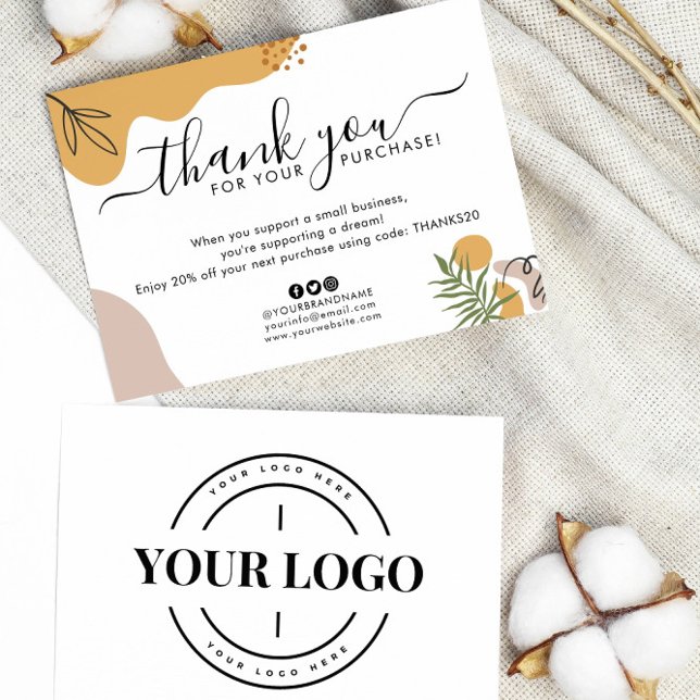 Boho Business Company Logo Thank You Purchase Card (Creator Uploaded)