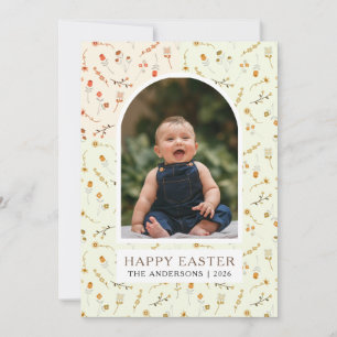 Boho Butter Floral Meadow Easter Family PhoTo Holiday Card