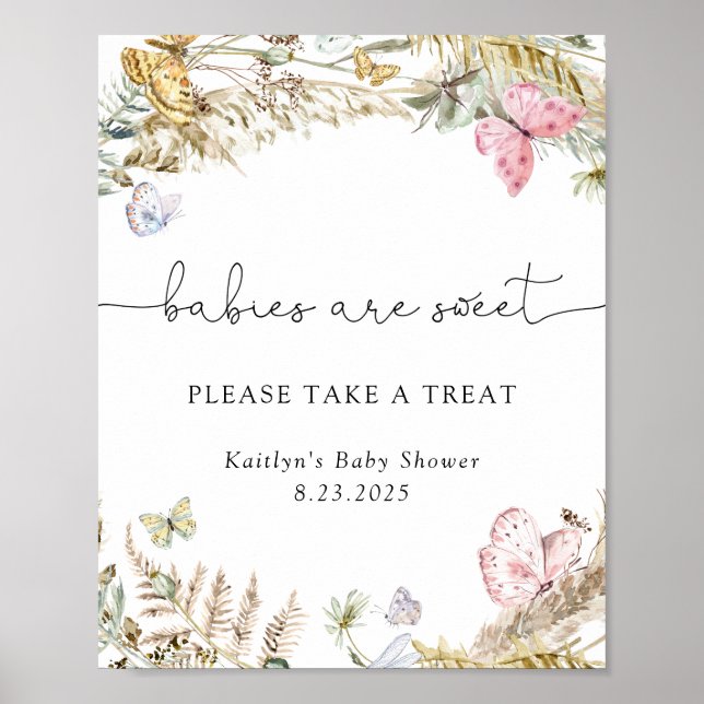Boho Butterflies Babies are Sweet Take a Treat Poster (Front)