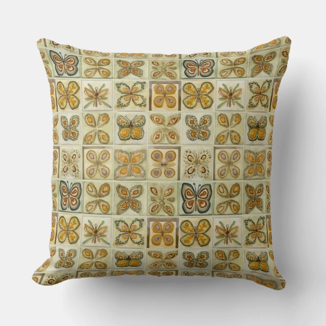 Boho Butterflies Boho Style Pattern Throw Pillow (Front)