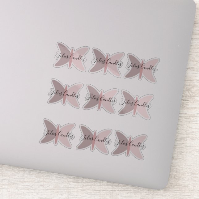 Boho Butterflies Pink Earthy Tones Business Sticker (Detail)