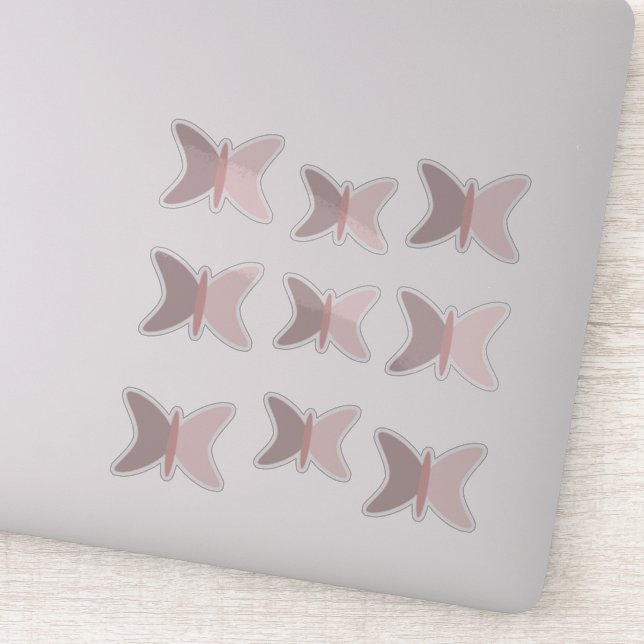 Boho Butterflies Pink Earthy Tones Sticker (Detail)