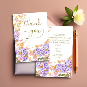 Boho Butterflies Rustic Bridal Shower Thank You Card