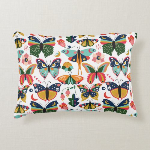 Boho Butterflies Seamless Wallpaper Pattern Accent Pillow