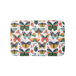 Boho Butterflies: Seamless Wallpaper Pattern. Bath Mat