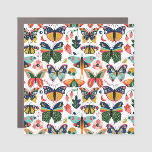 Boho Butterflies: Seamless Wallpaper Pattern. Car Magnet