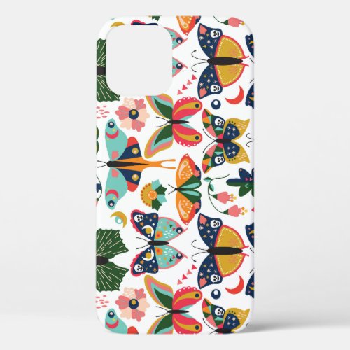 Boho Butterflies Seamless Wallpaper Pattern iPhone 12 Case