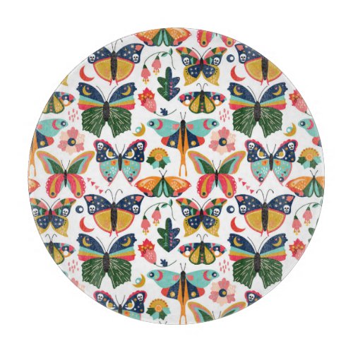 Boho Butterflies Seamless Wallpaper Pattern Cutting Board
