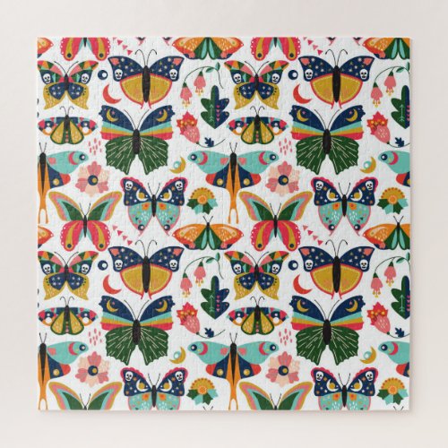 Boho Butterflies Seamless Wallpaper Pattern Jigsaw Puzzle
