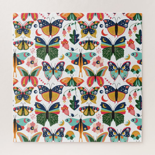 Boho Butterflies: Seamless Wallpaper Pattern. Jigsaw Puzzle (Vertical)