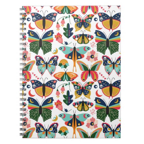 Boho Butterflies Seamless Wallpaper Pattern Notebook