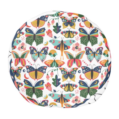 Boho Butterflies Seamless Wallpaper Pattern Pouf