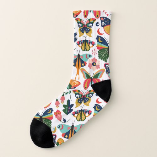 Boho Butterflies Seamless Wallpaper Pattern Socks