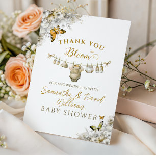 Boho Butterfly Baby in Bloom Baby Shower Thank You Card