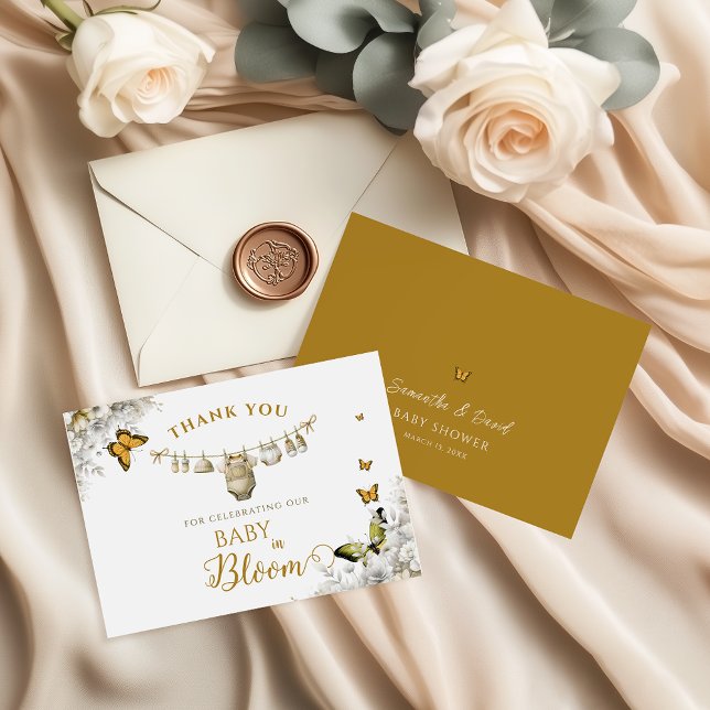 Boho Butterfly Baby in Bloom Thank You Card (Creator Uploaded)