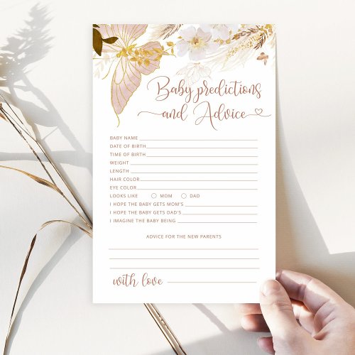 Boho butterfly Baby predictions and advice card