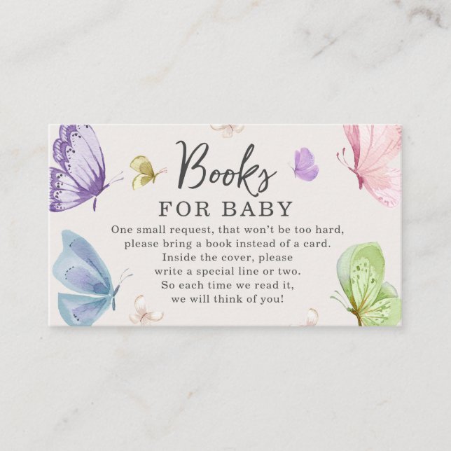 Boho Butterfly Baby Shower Books for Baby Card (Front)