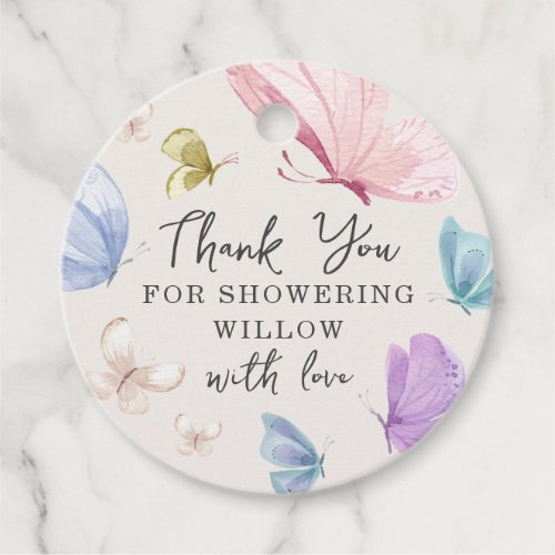 Boho Butterfly Baby Shower Circle Favor Tags