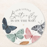 Boho Butterfly Baby Shower Coaster<br><div class="desc">Flutter on over, for a little butterfly is on the way! Step into a world of enchantment with our Printable Enchanted Butterfly Party Decor! Perfect for birthdays, baby showers, or any special occasion, our printable butterfly decor will make your event truly unforgettable. Let your imagination take flight and create memories...</div>