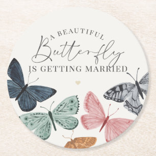 Boho Butterfly Baby Shower Coaster
