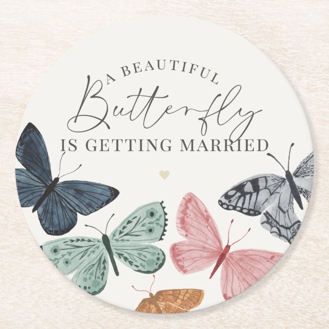 Boho Butterfly Baby Shower Coaster (Front)