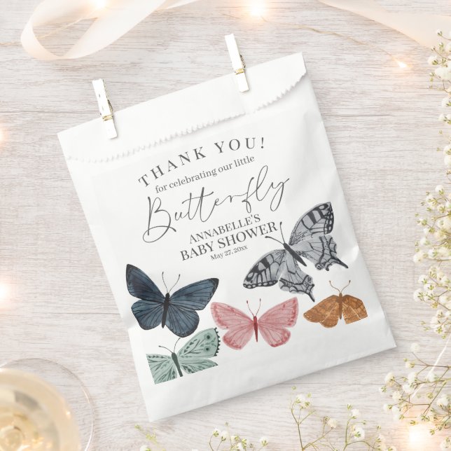 Boho Butterfly Baby Shower Dessert Favor Bag (Clipped)